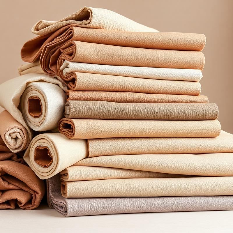Folded and rolled fabrics in warm neutral shades